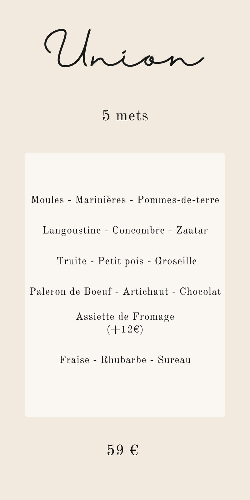 Menu UNION - 5 mets