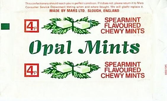 1970s Opal Mints wrapper with 4p price