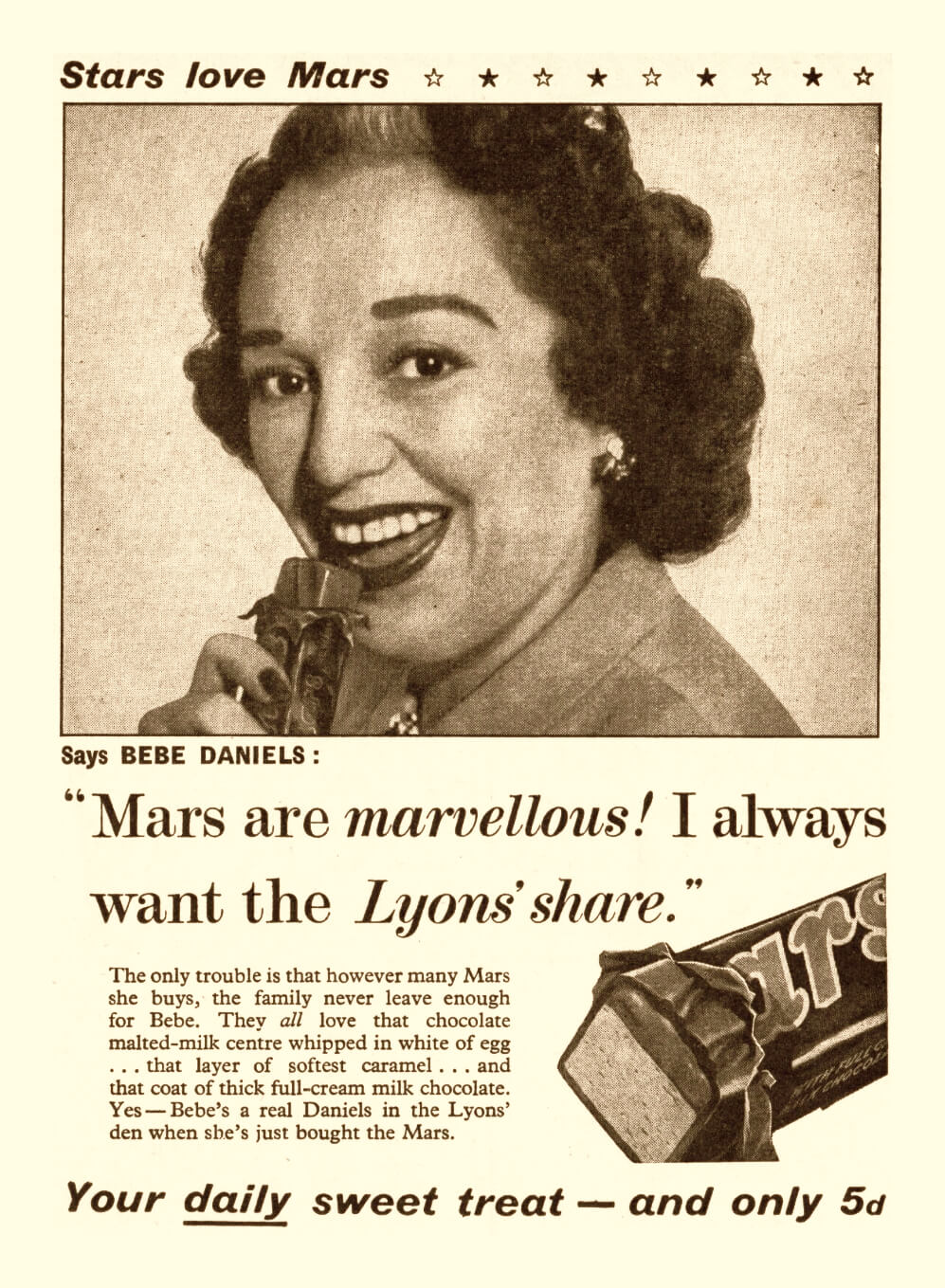 Stars Love Mars advert with Bebe Daniels