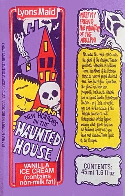 Lyons Maid Haunted House ice lolly wrapper from 1970s, purple