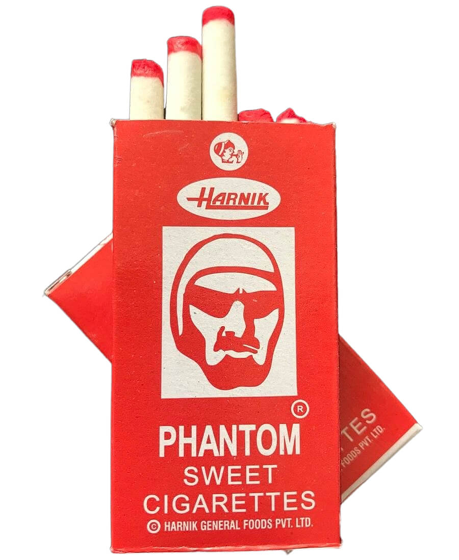 Two packets of Phantom Sweet Cigarettes, red and white