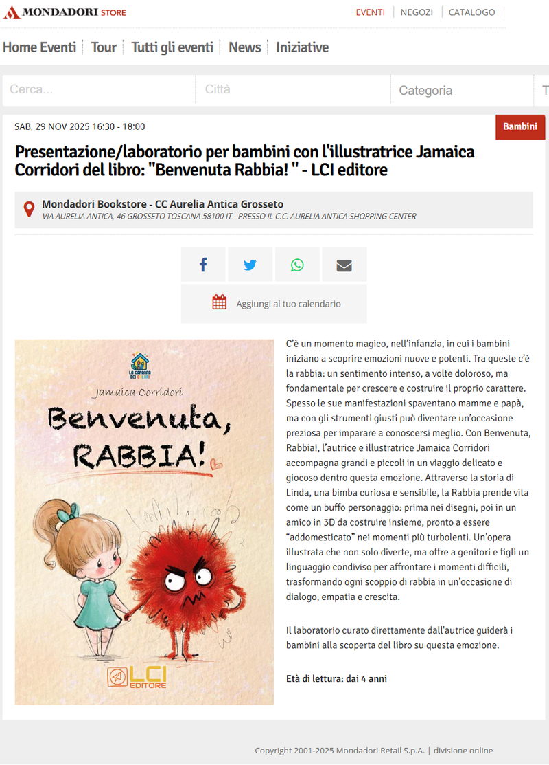 Benvenuta RABBIA sul sito della Mondadori