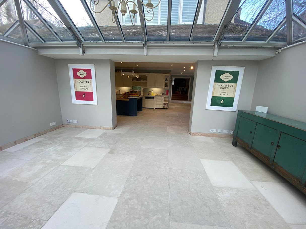 limestone floor tiling to an entire ground floor