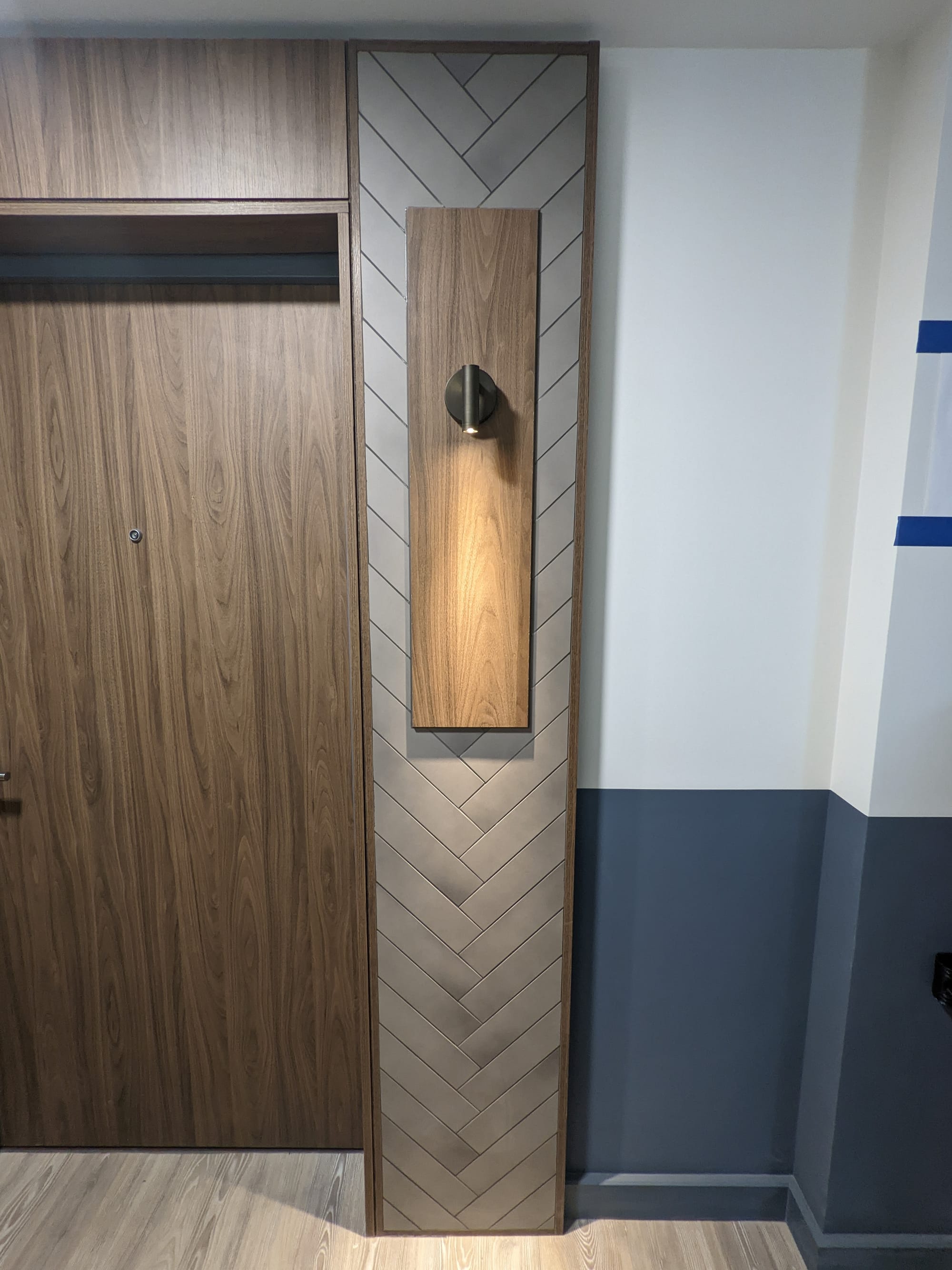 873 herringbone tile pattern door entrrances for Vision Modukar systems. Enclave, Croydon