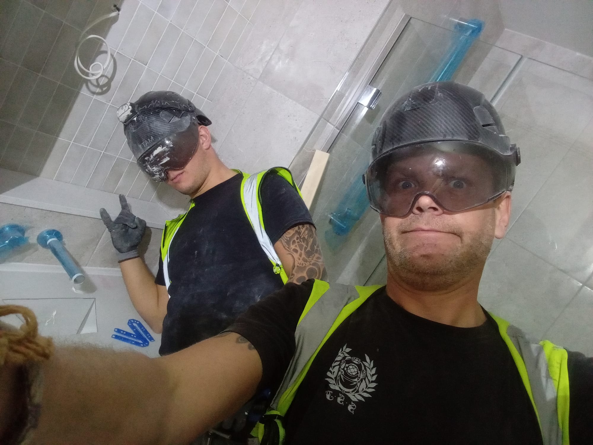 Experiencing the moving production line tiling modular apartments at Vision Modular , Bedford