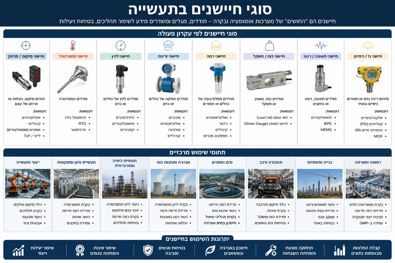מדריך מקצועי לבחירת חיישנים בתעשייה