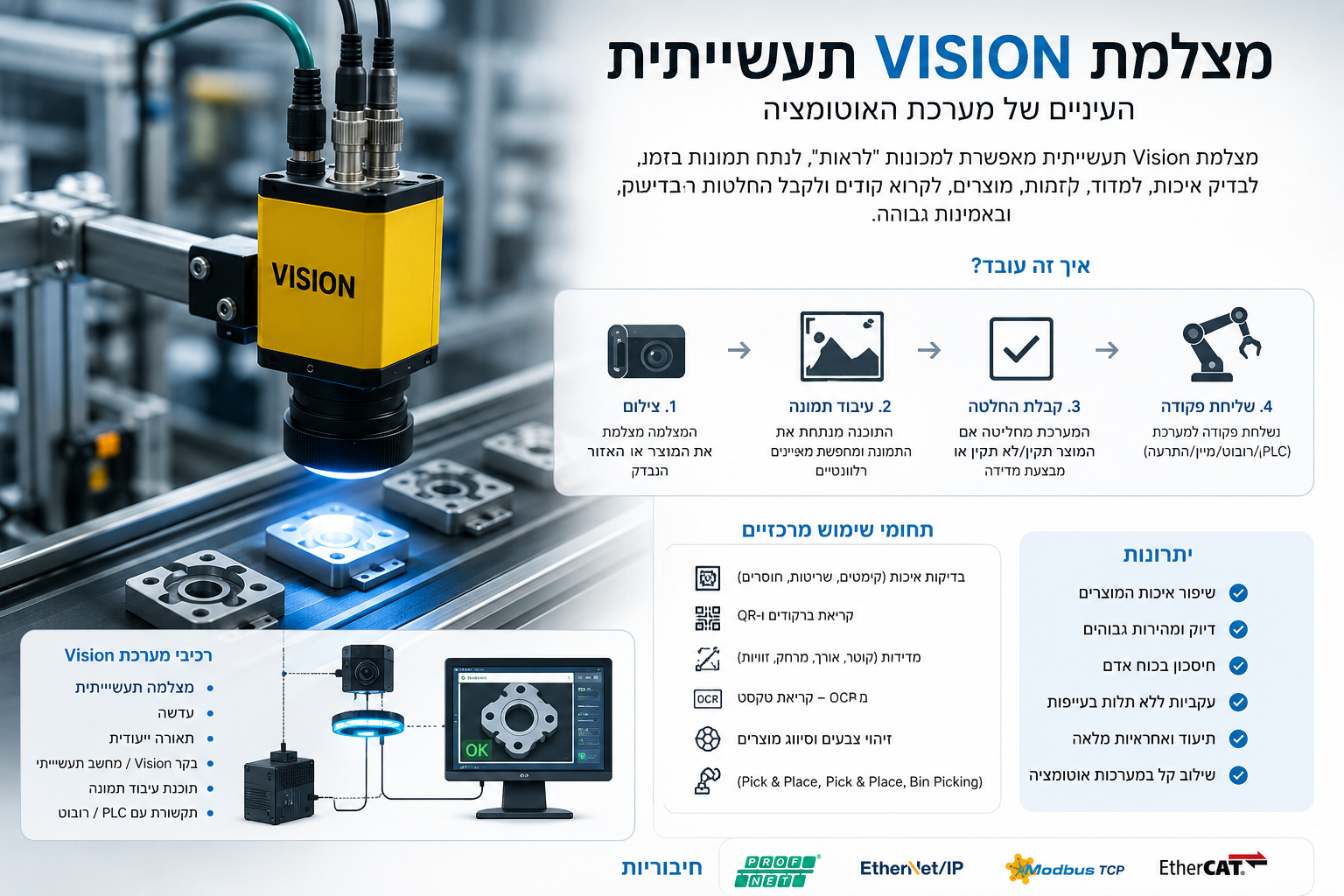 מצלמות Vision בתעשייה – הלב החכם של רובוטים וקובוטים