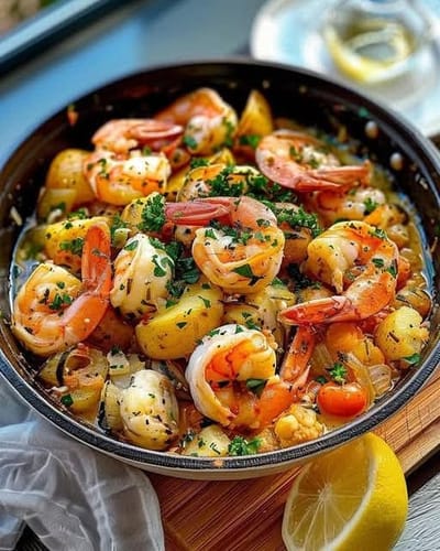 Ragoût de cabillaud et crevettes