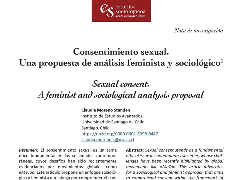 Consentimiento sexual. Una propuesta de análisis feminista y sociológico.