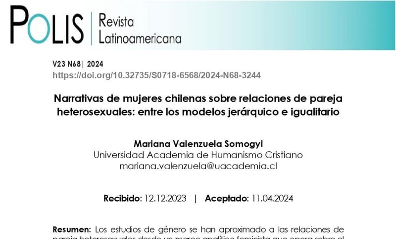 Narrativas de mujeres chilenas sobre relaciones de pareja heterosexuales: entre los modelos jerárquico e igualitario.