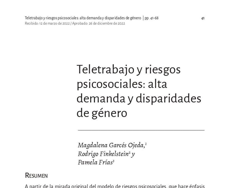 Teletrabajo y riesgos psicosociales: alta demanda y disparidades de género.