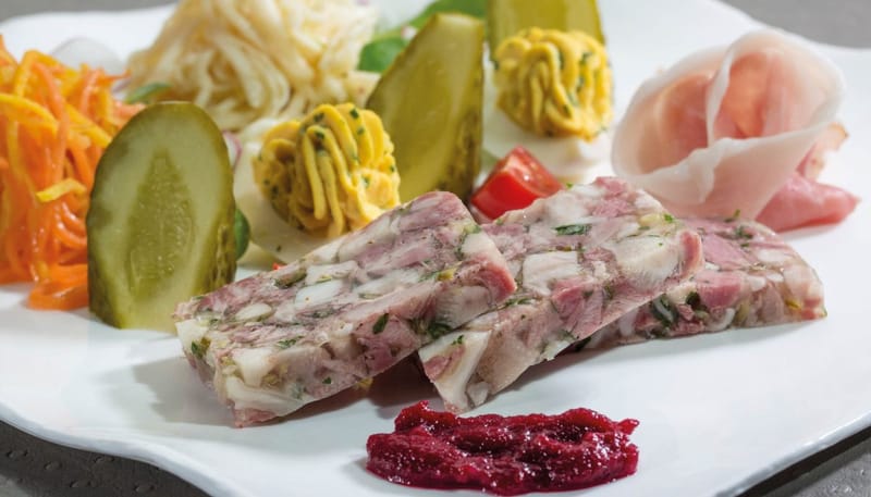 Preskopf, sauce gribiche et crudités