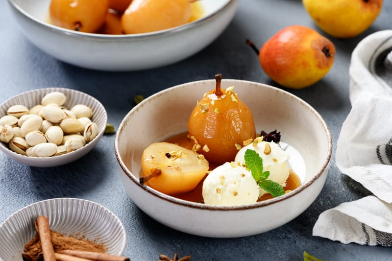 Poire pochée
