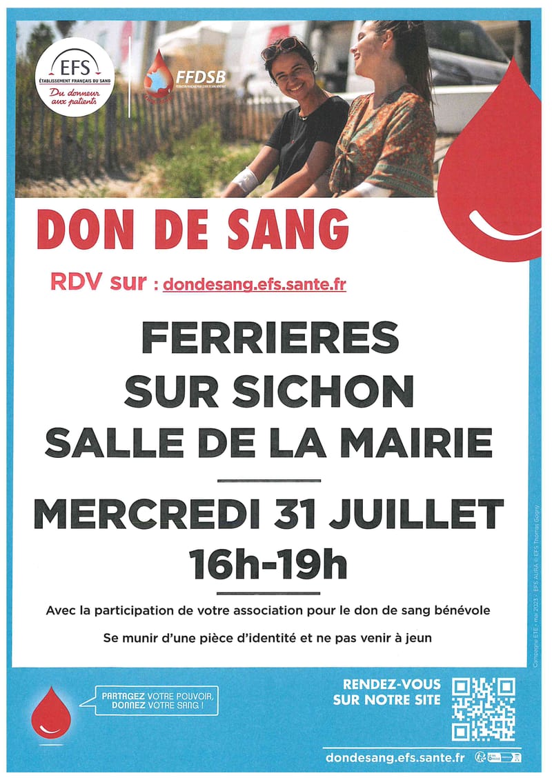 Don du Sang Ferrières Sur Sichon