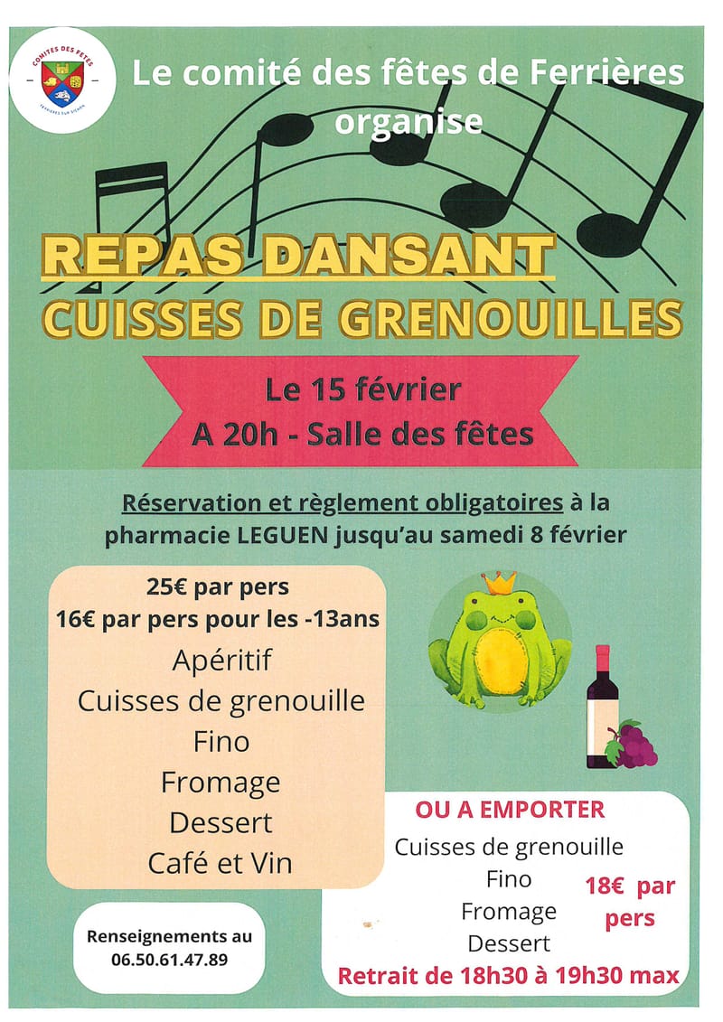 Repas dansant Cuisses de grenouilles