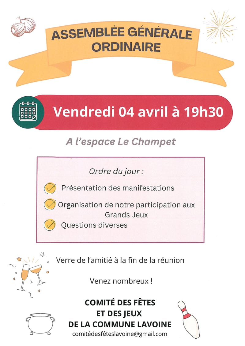 Assemblée Générale du comité des fêtes et des grands jeux