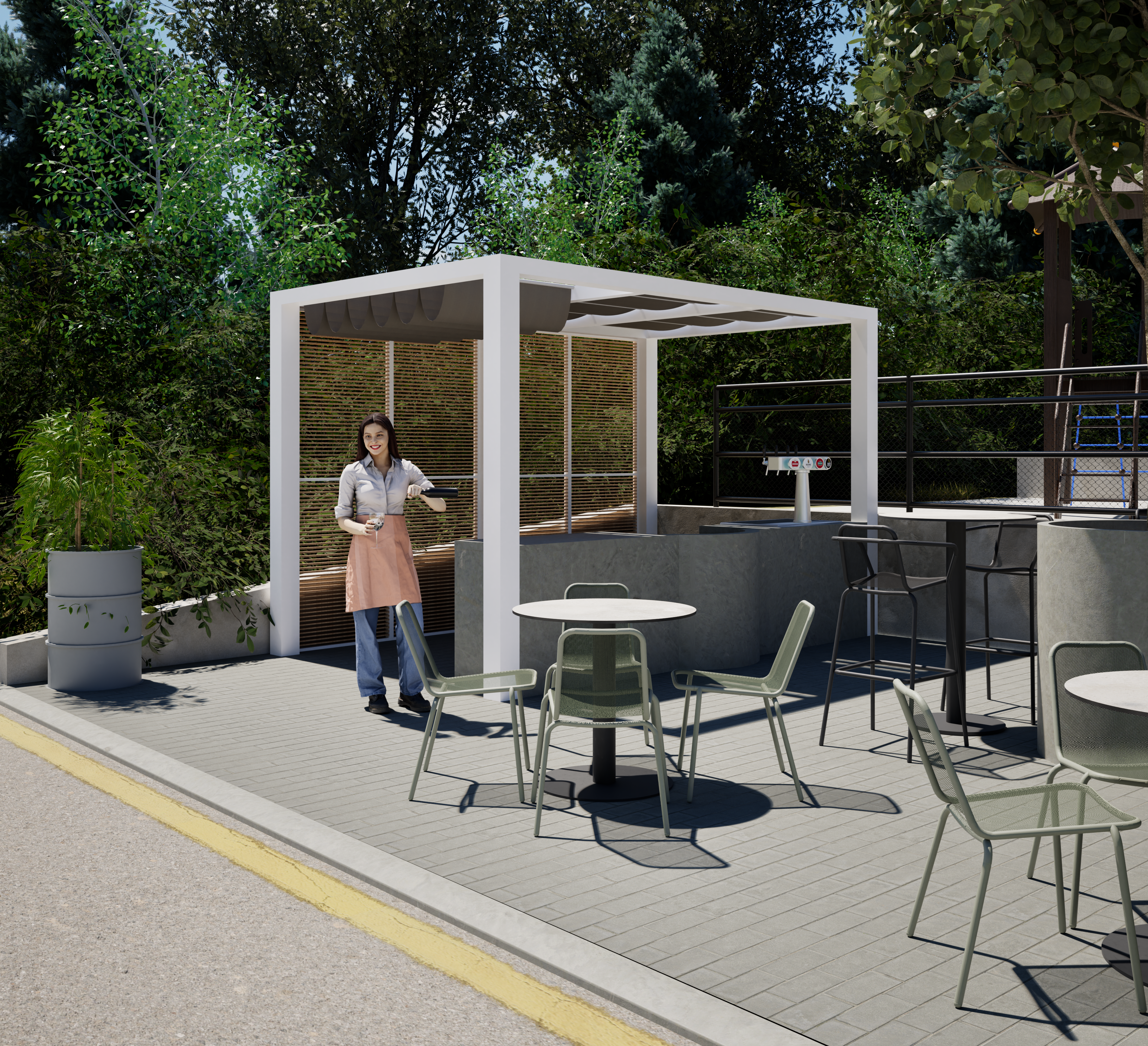 Garden solution for the Galaxie restaurant in Zlín