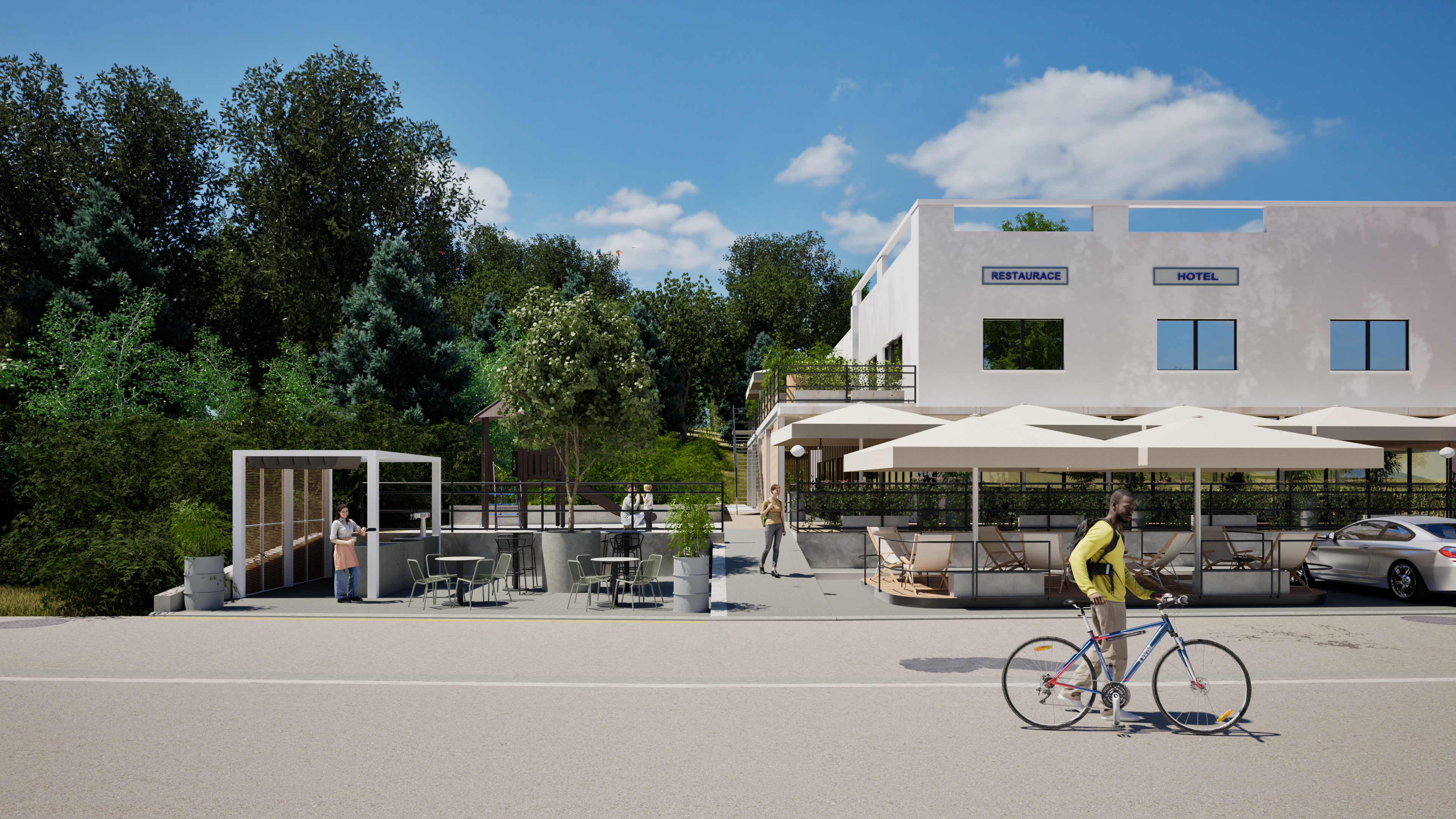 Garden solution for the Galaxie restaurant in Zlín