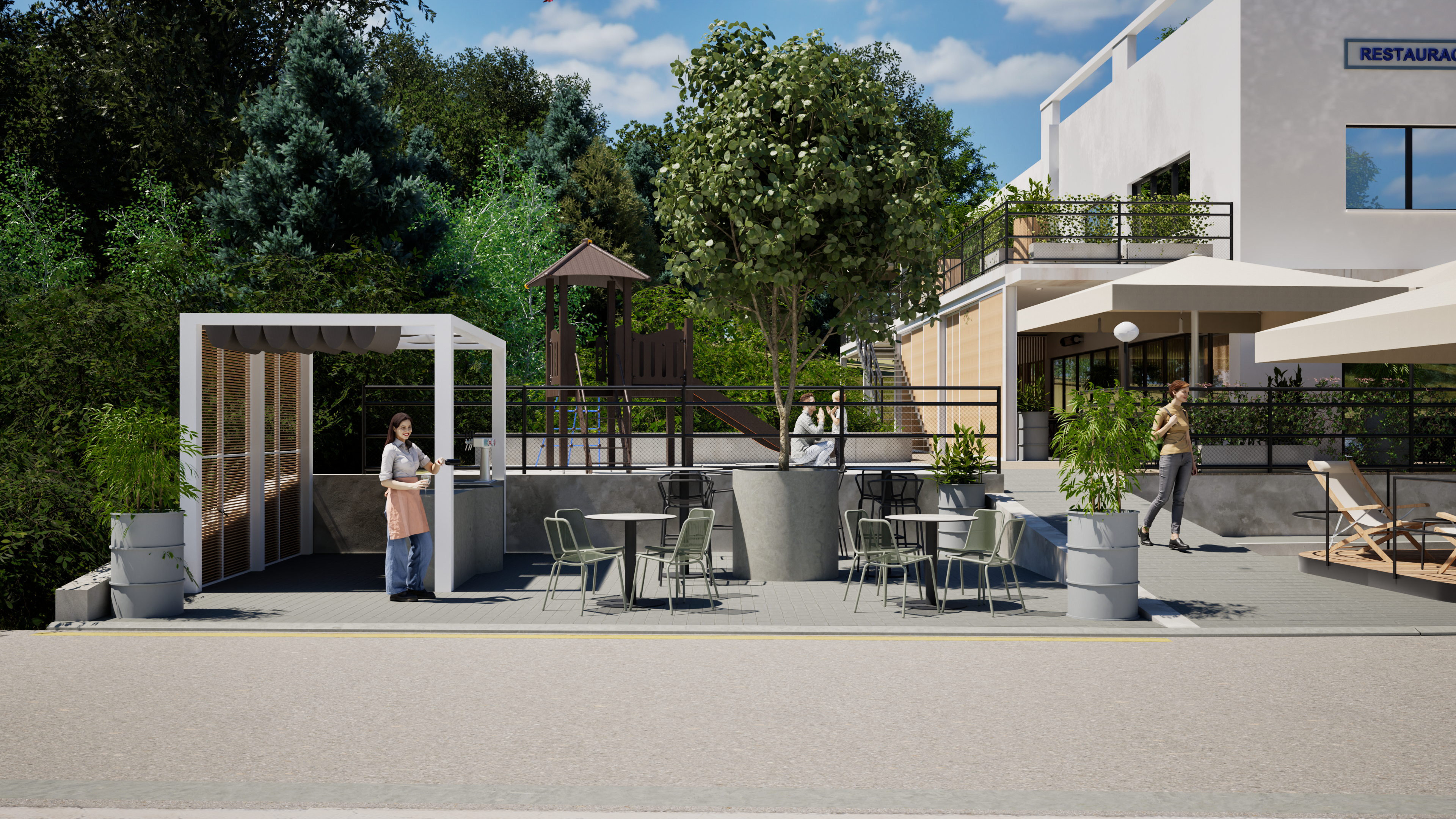 Garden solution for the Galaxie restaurant in Zlín