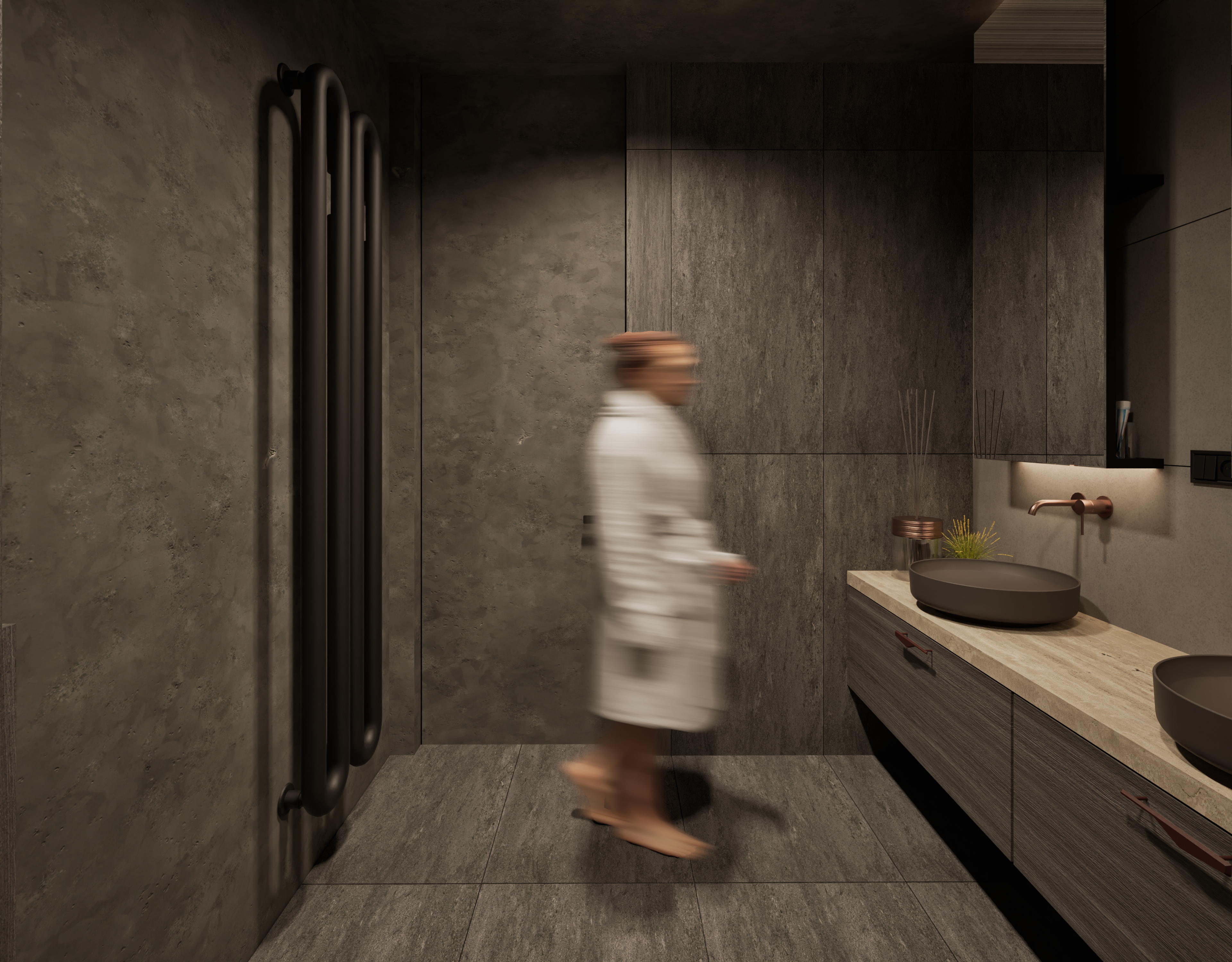 Bathroom design in Zurich – A dark space for silence and deep relaxation of the human soul