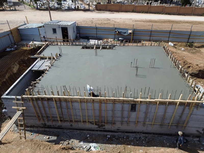 שלב יציקת רצפת קומת הקרקע