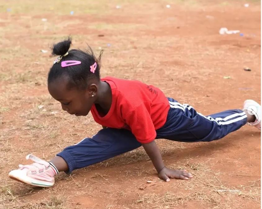 A girl participating in gymnastics