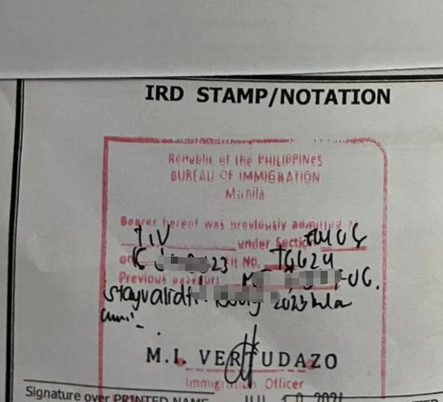 Philippine  Entry stamp Re-Stamping