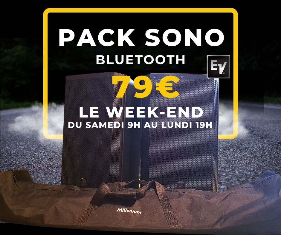 PACK SONO BLUETOOTH 79€ / jour ou week-end.