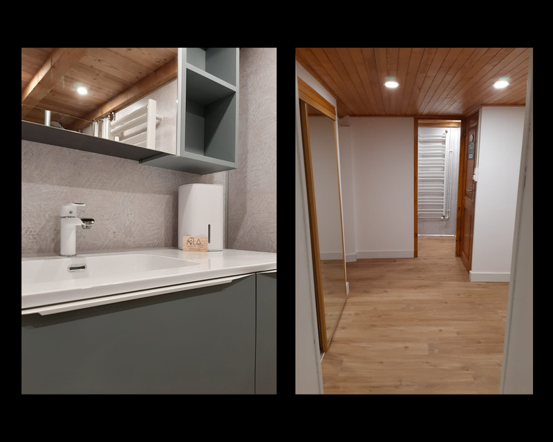 Salle de bain bleu fjord et beige