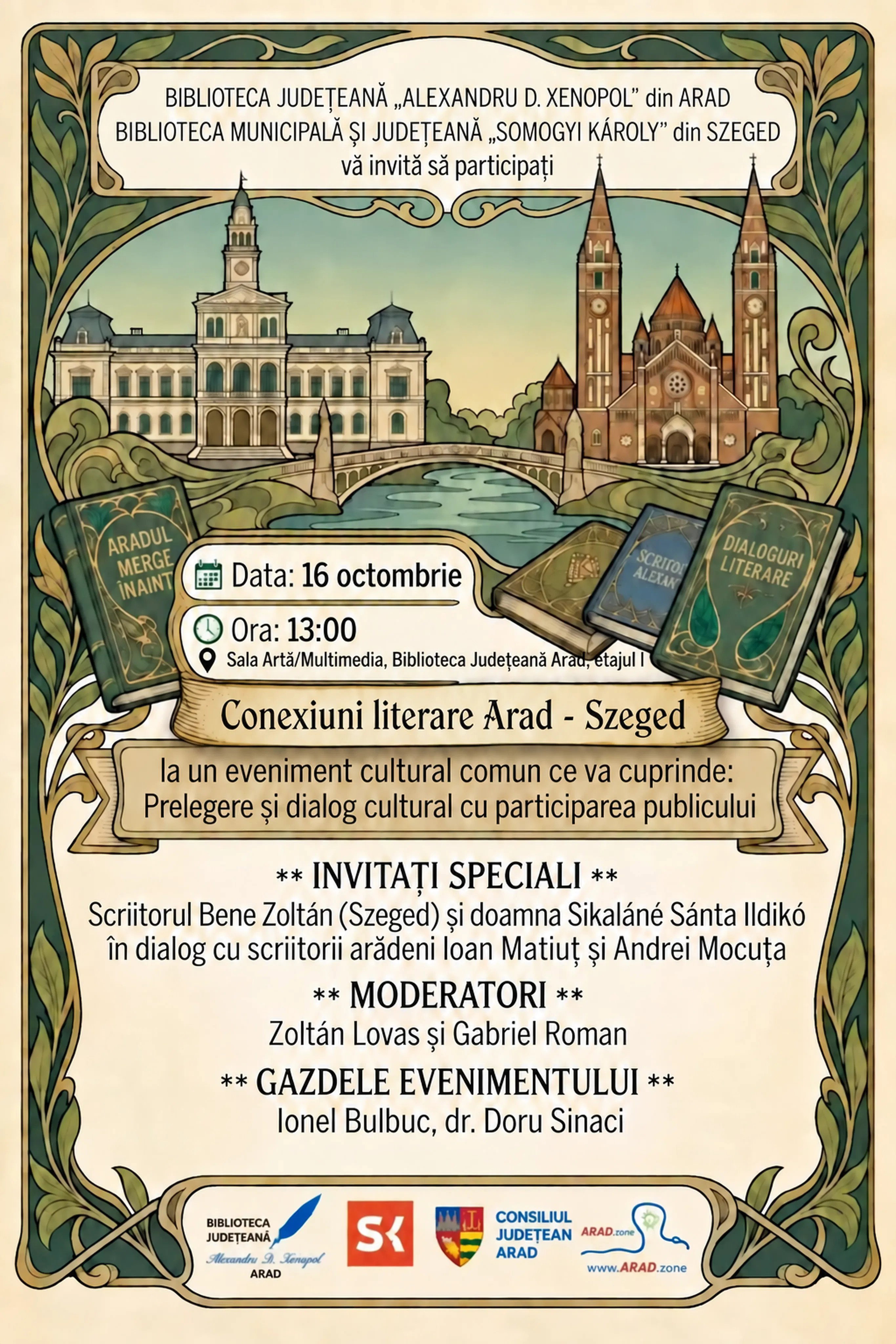 Afis eveniment comun Biblioteca Județeană Arad Szeged