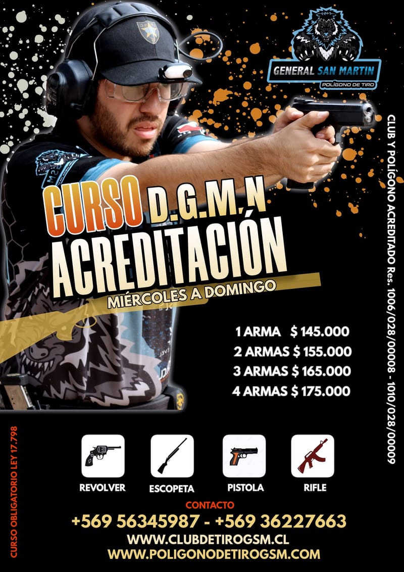 CURSO DE ACREDITACIÓN ARMA CORTA Y LARGA LEY 17.798 D.G.M.N