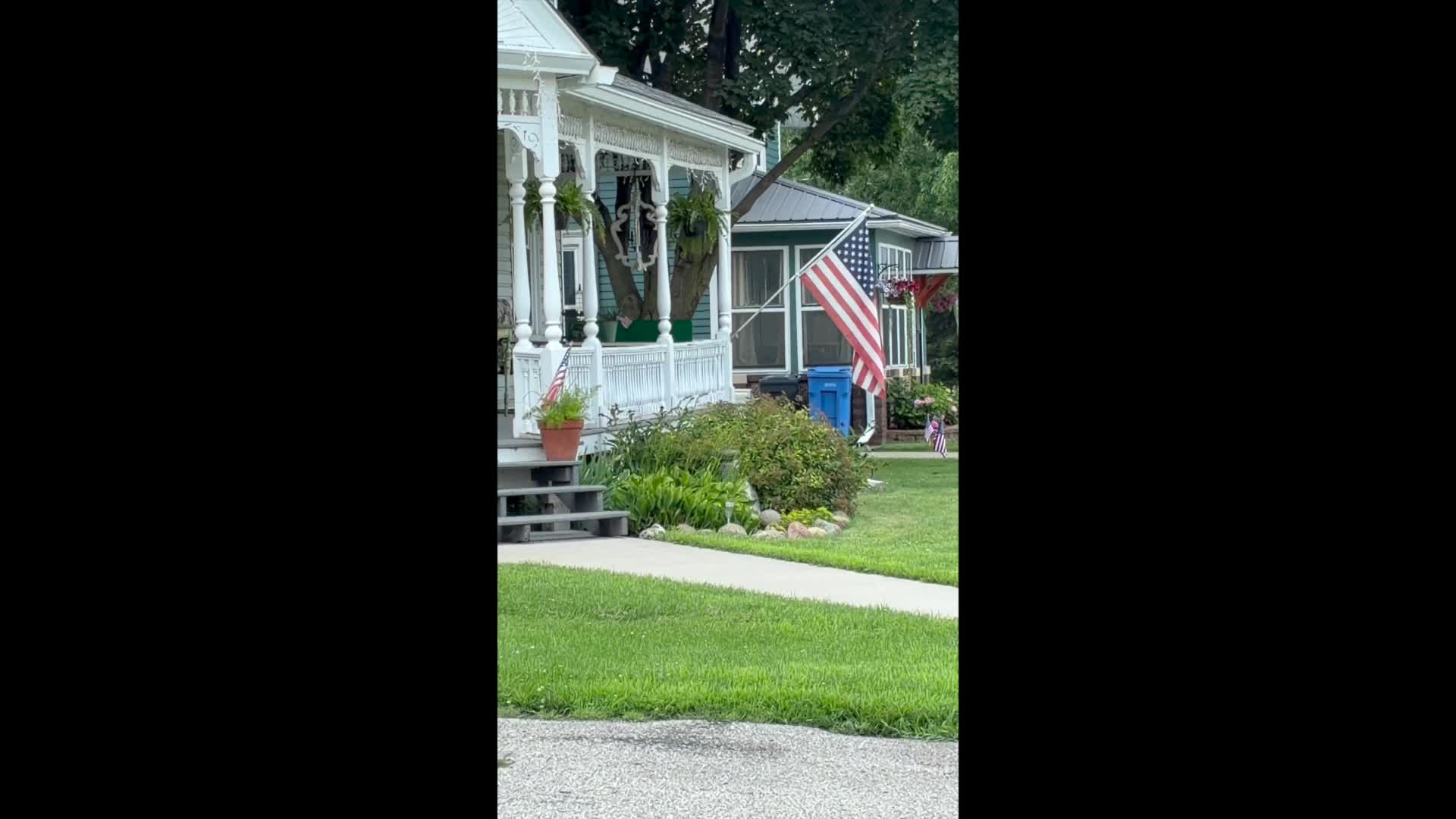 Flag draped Minnesota City home
