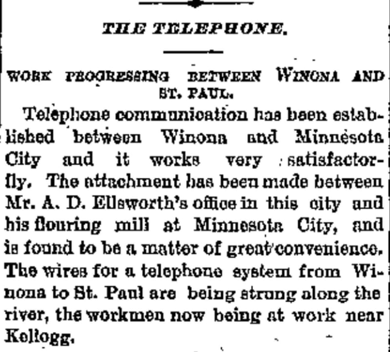 First Telephone in Minnesota City