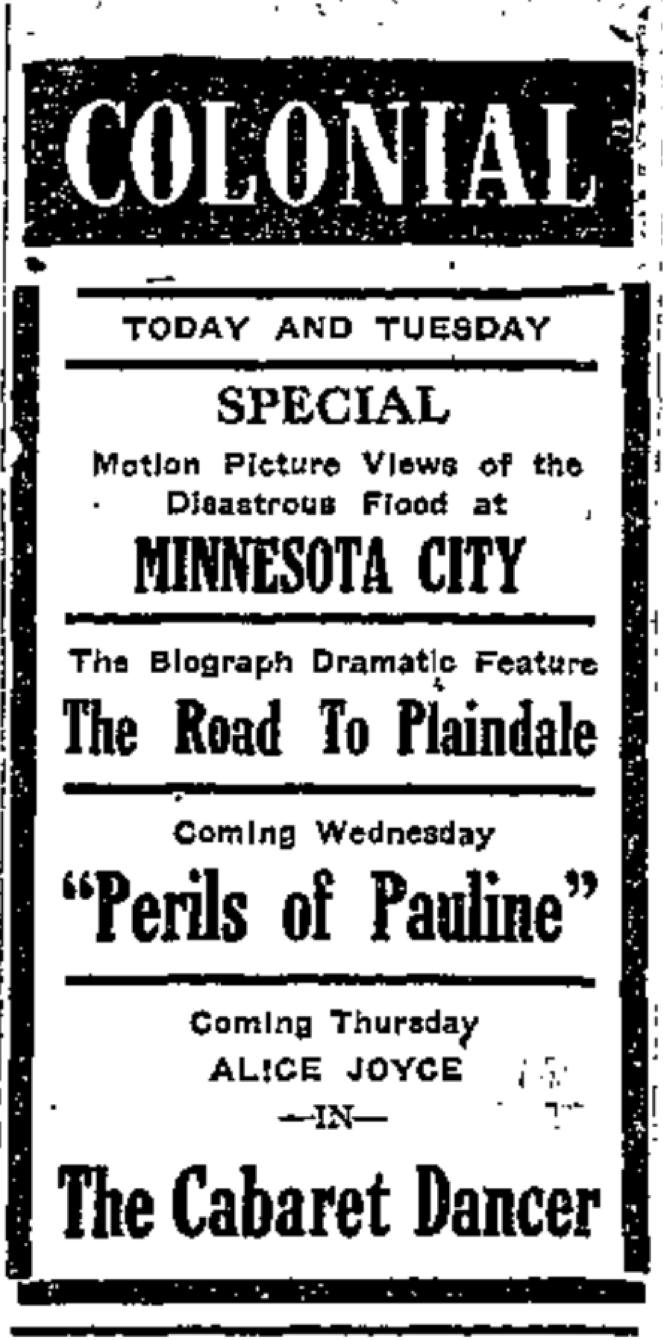 Minnesota City 1914 Flood Footage Shown in Theaters