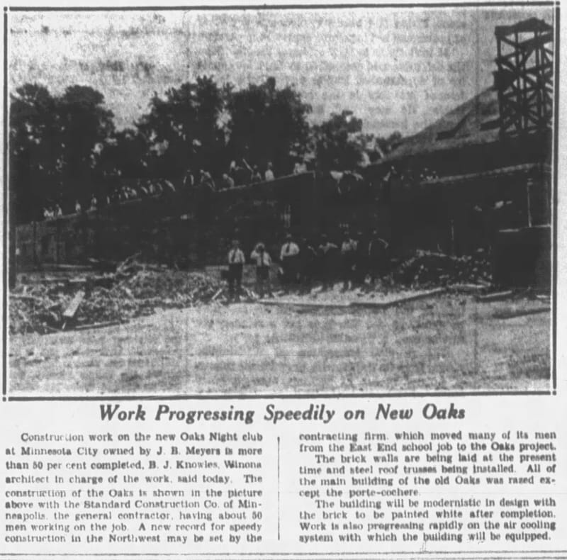 Newspaper Photo of Construction of New Oaks 1935