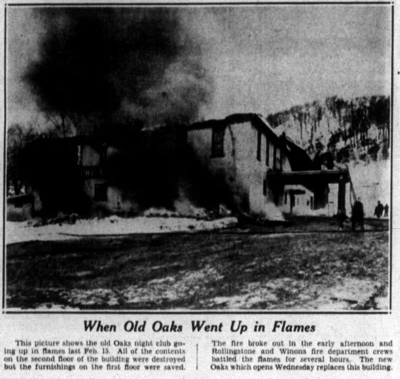1935 Oaks Fire--alternate photo of Oak on Fire