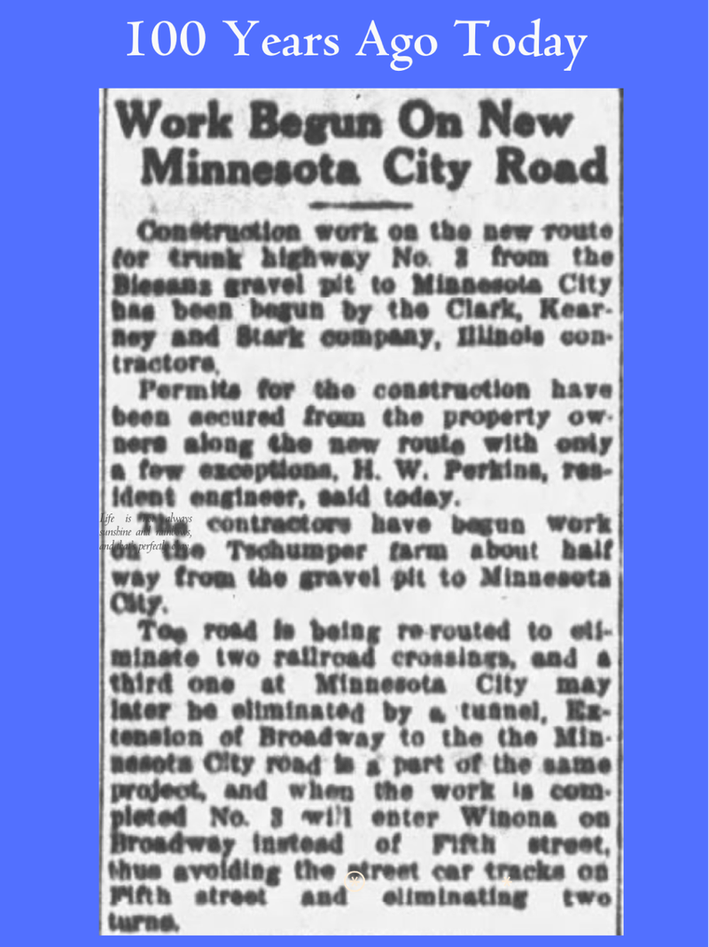 Highway Construction Begins in Minnesota City 1925