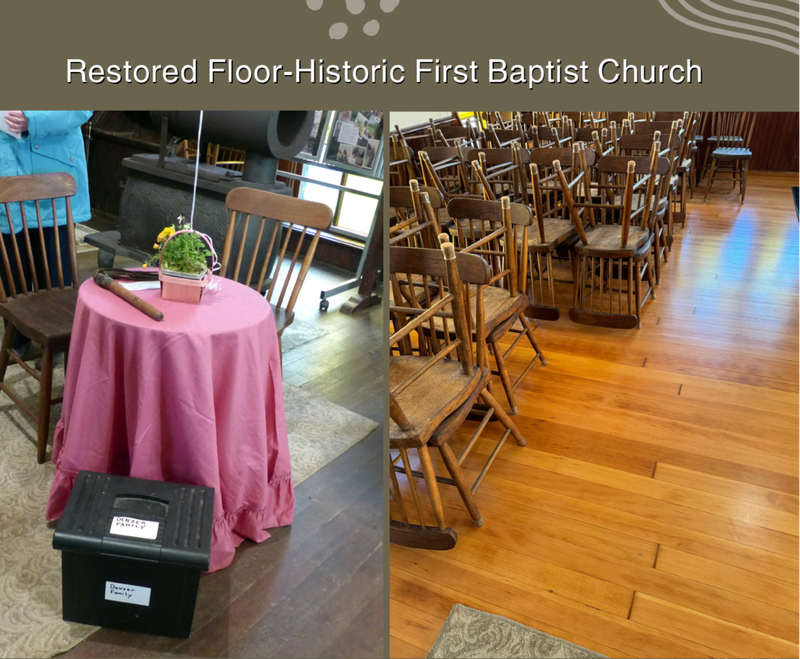Restoration Before and After Photos of Historic First Baptist Church floor