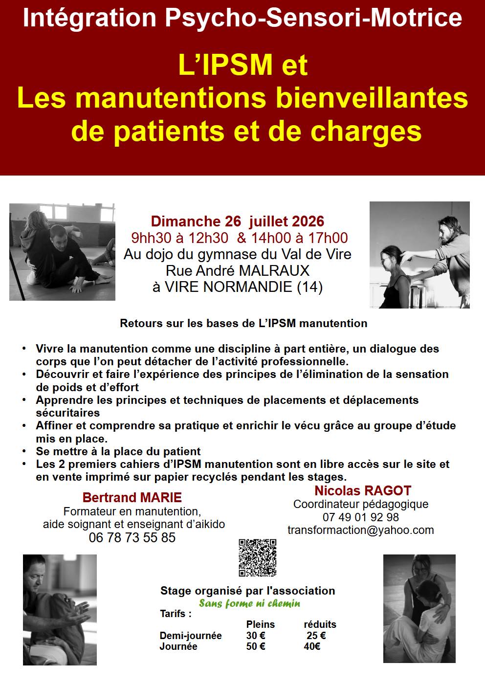 Stages annuels IPSM et manutention prochain stage 25 juillet 2026