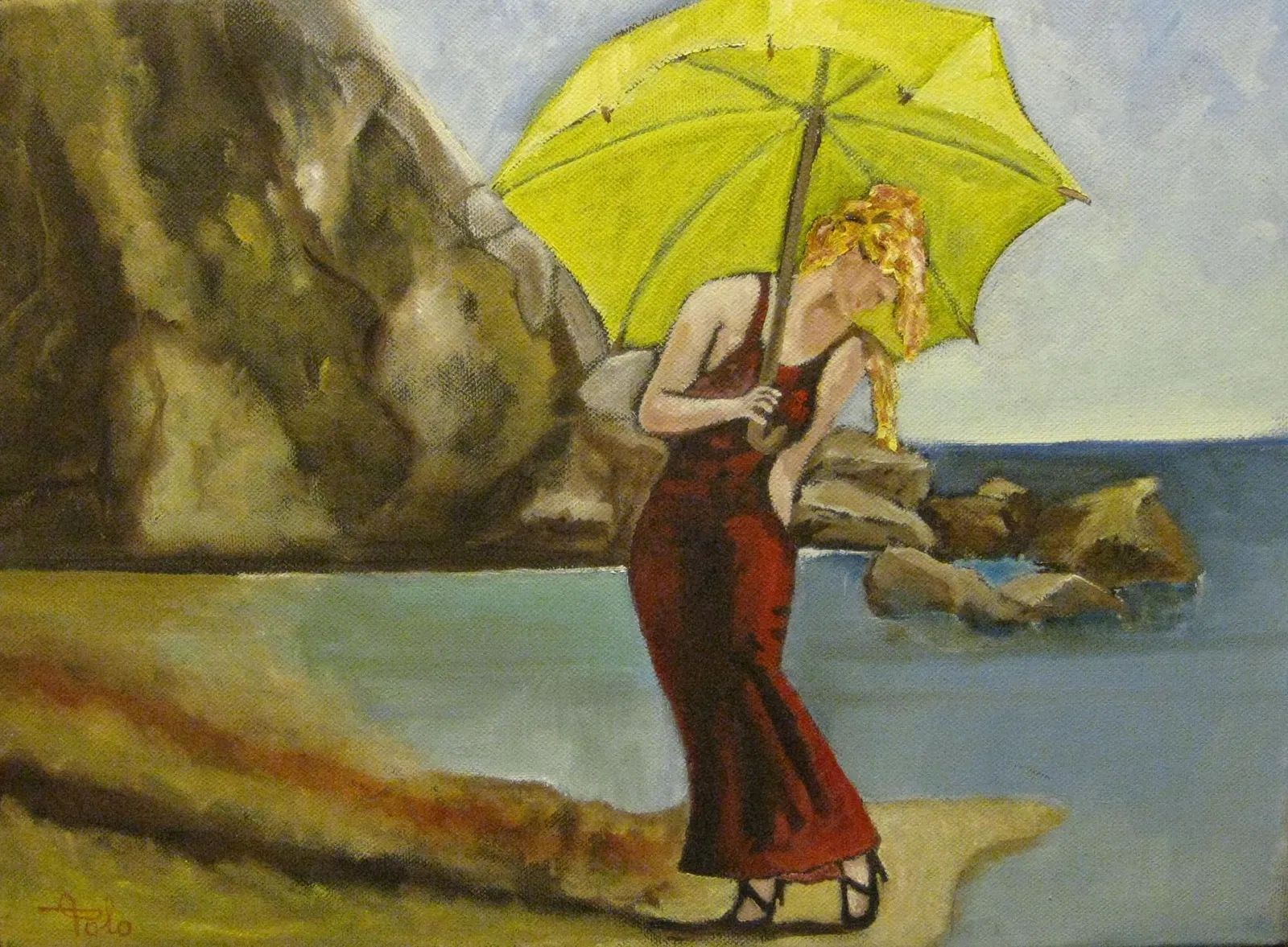 La dama in rosso 40x30 Olio su tela
