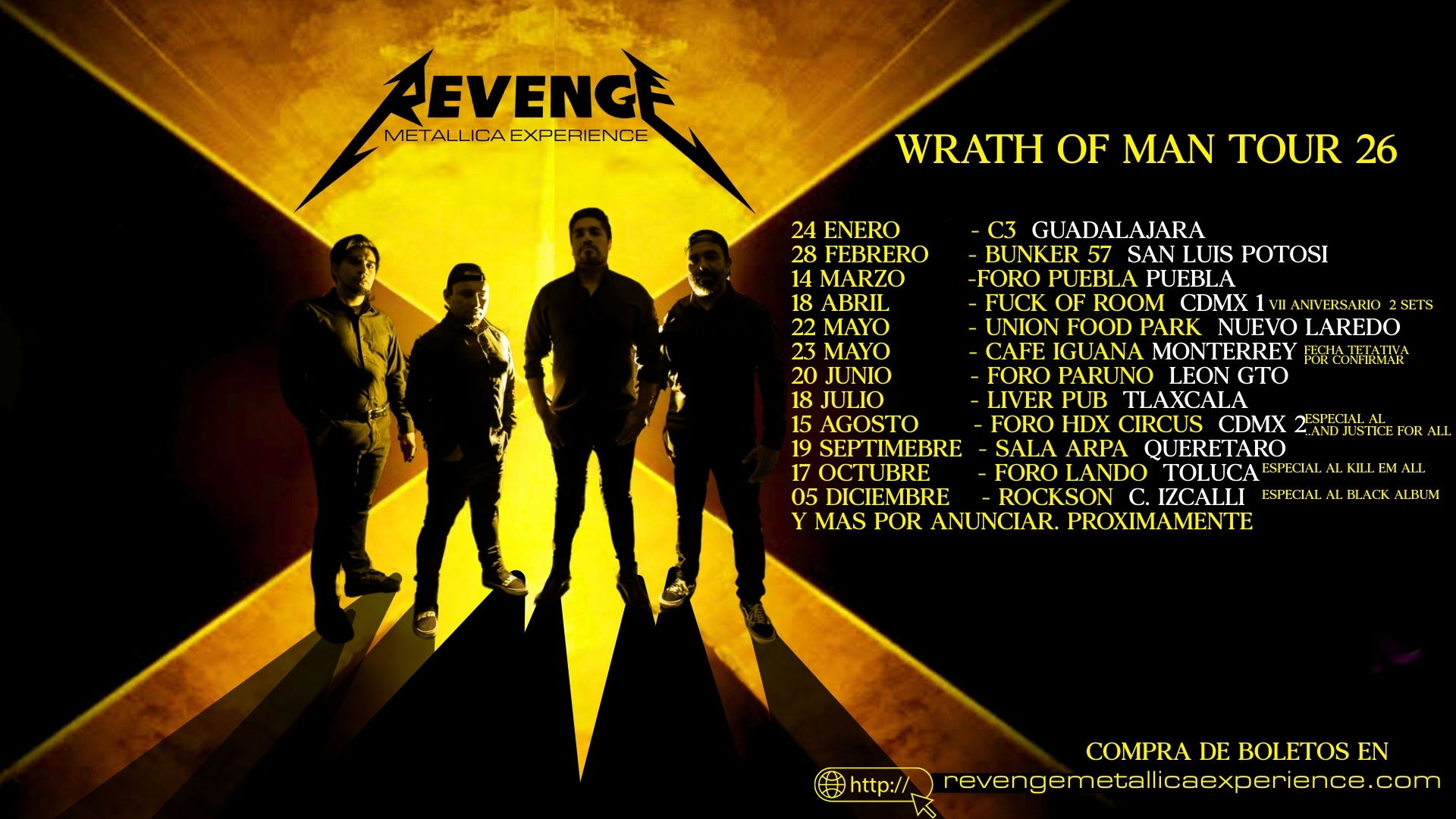 Revenge en Guadalajara: Todo sobre el tributo a Metallica en el C3 Rooftop