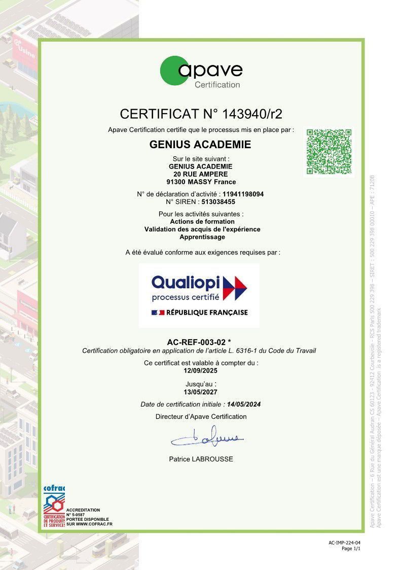 CERTIFICAT QUALIOPI