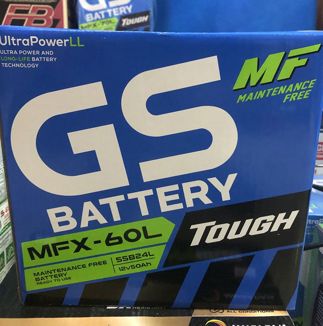 แบตเตอรี่รถยนต์ GS MFX-60L  50 แอมป์ 