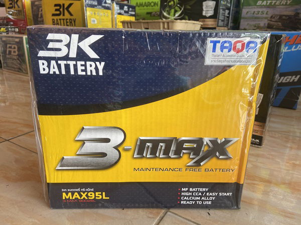 แบตเตอรี่รถยนต์ 3K รุ่น MAX95L (90D26L) กึ่งแห้ง 75 แอมป์