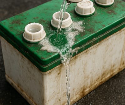 แบตเตอรี่รถยนต์ หลีกเลี่ยงการเติมน้ำกลั่นมากเกินไป