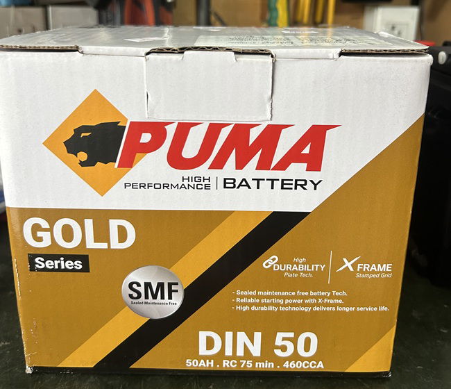 แบตเตอรี่ PUMA LBN1-DIN50LBN1 ขั้วจมแบบเตี้ย 50 แอมป์