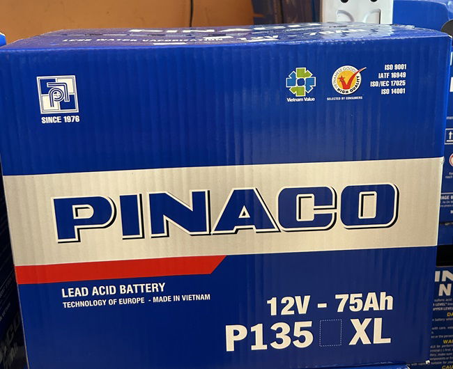 แบตเตอรี่ PINACO พี่นาโค่ P135 75แอมป์ แบตน้ำ Hybrid