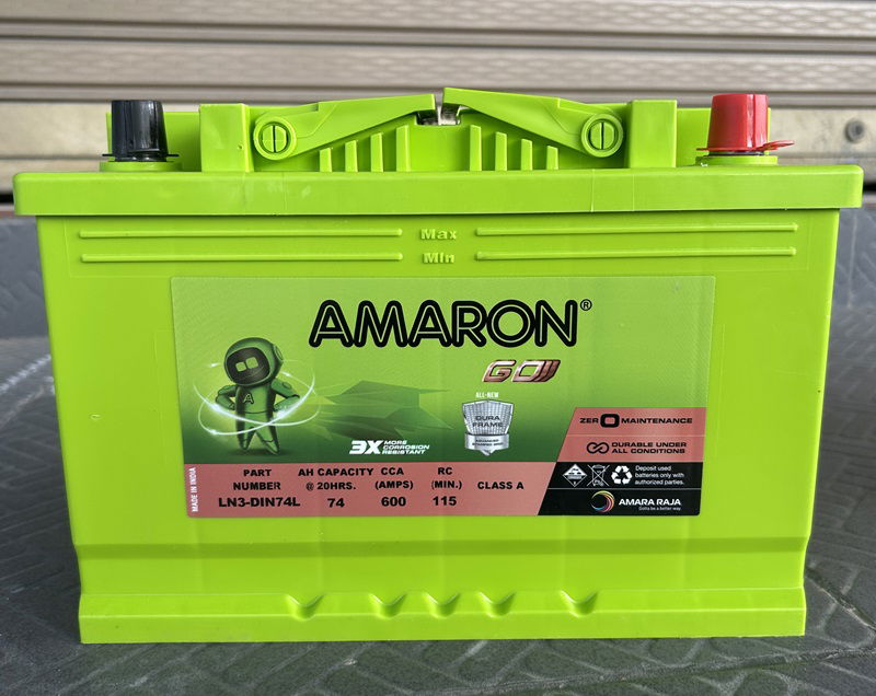 แบตเตอรี่รถยนต์ ชนิดขั้วจม AMARON รุ่น DIN74 (GO) 74 แอมป์