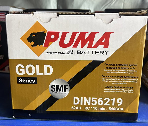 แบตเตอรี่รถยนต์ พูม่า PUMA DIN56219 (DIN 62)