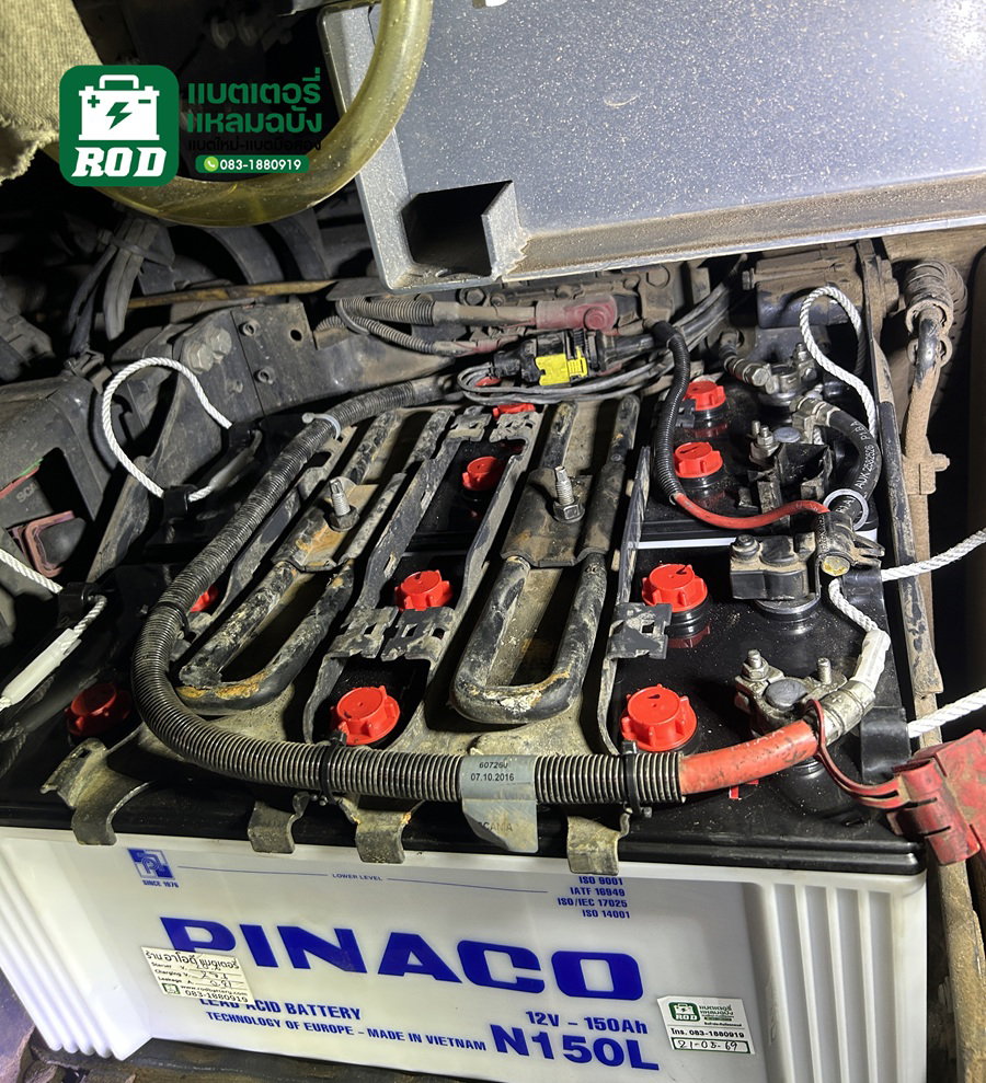 แบตเตอรี่ PINACO N150 ขั้ว L หูเชือก สำหรับแบตเตอรี่ Scania สแกนเนีย ส่งด่วน 24 ชม